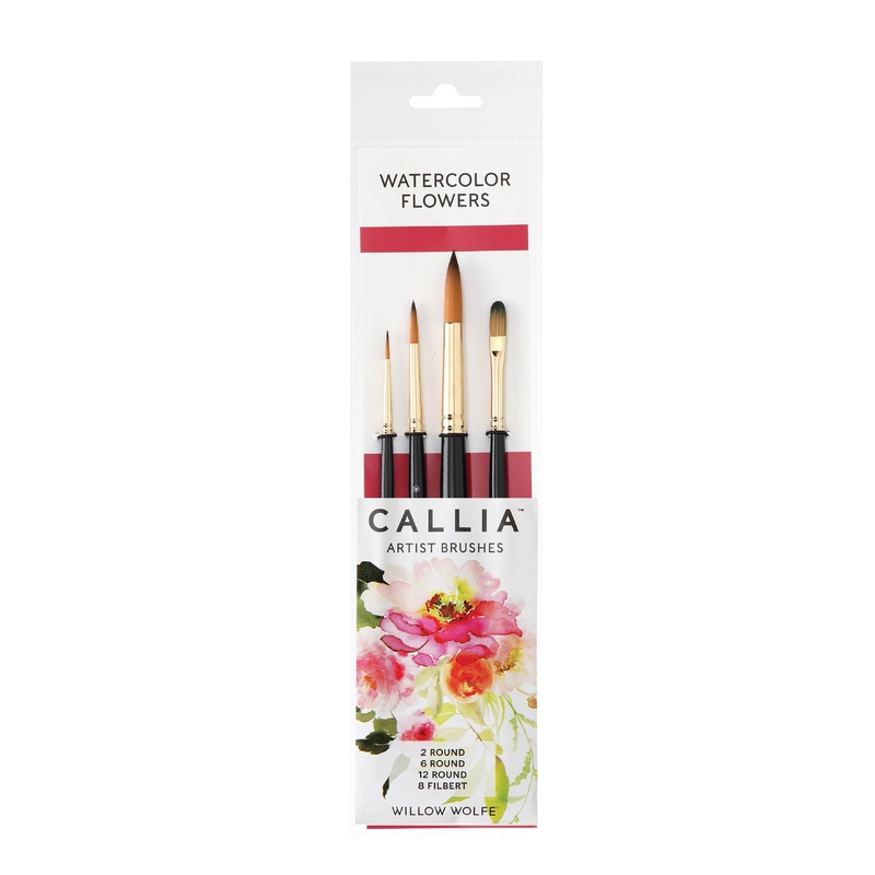 Willow Wolfe Callia Watercolour Flowers Synthetic Sable Brush Set