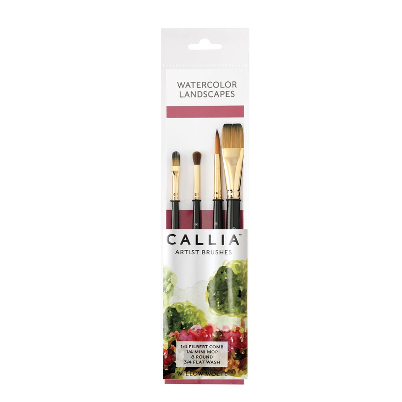 Willow Wolfe Callia Watercolour Synthetic Kolinksy Landscapes Brush Set