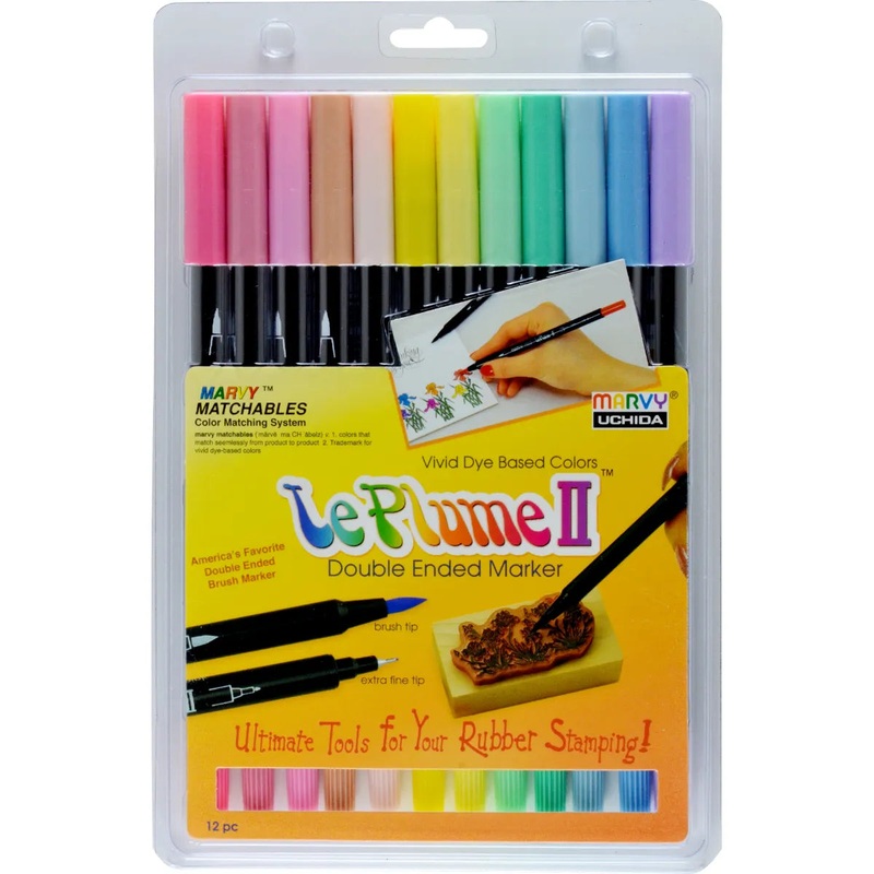 Marvy Le Plume II Dual Tip Pastel Markers Set Of 12