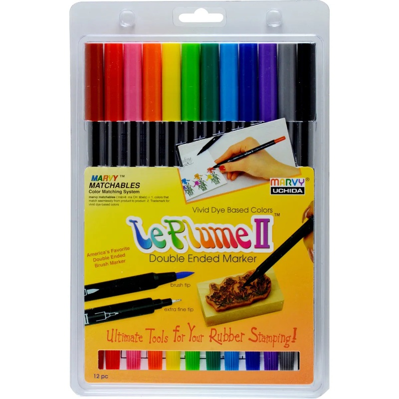 Marvy Le Plume II Dual Tip Primary Markers Set Of 12