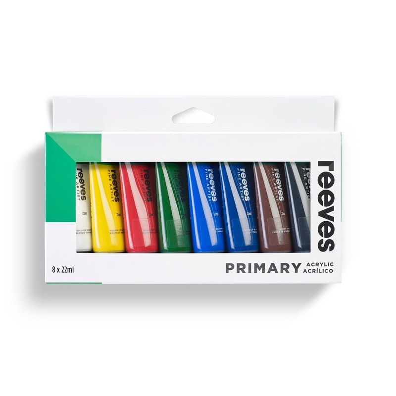 Reeves 22ml Acrylic Primary Paints Set of 8