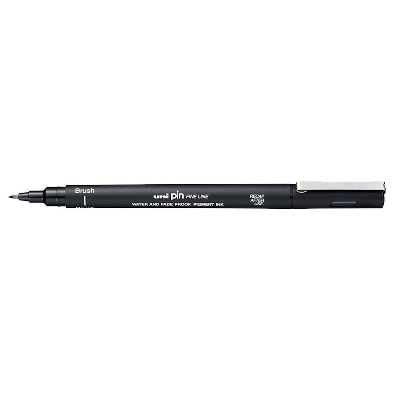 Uni Pin Permanent Black Brush Fineliners
