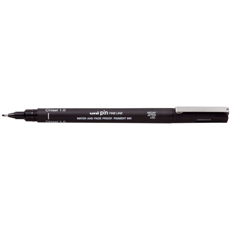 Uni Pin Permanent Black Chisel Fineliners