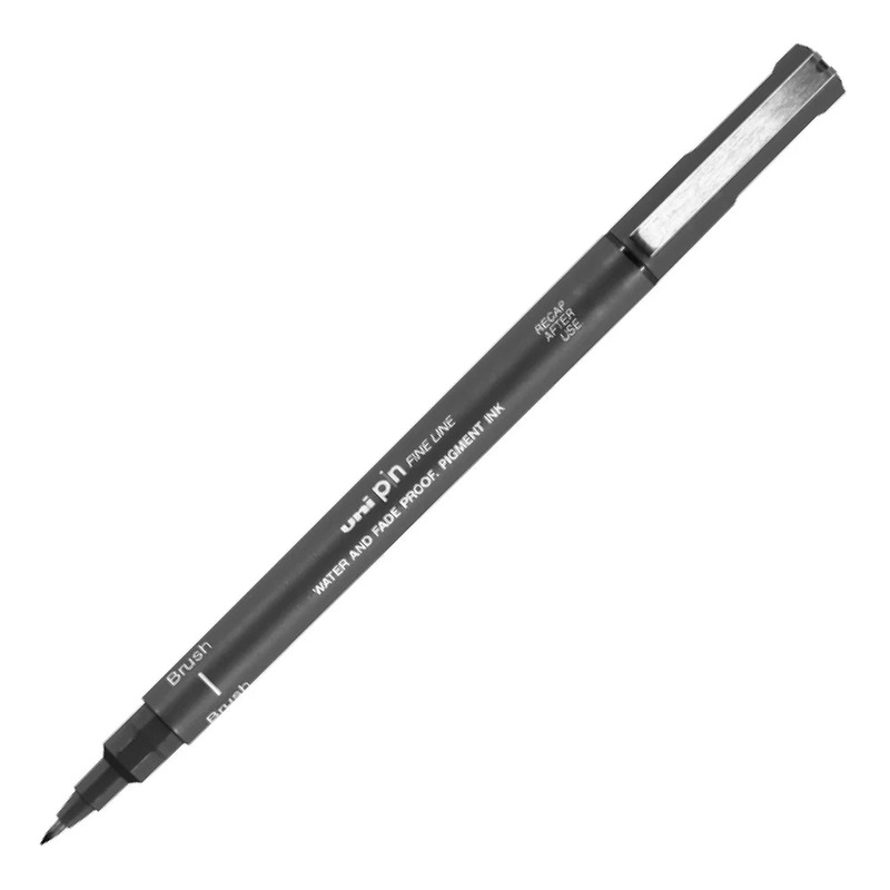 Uni Pin Permanent Dark Grey Brush Fineliner